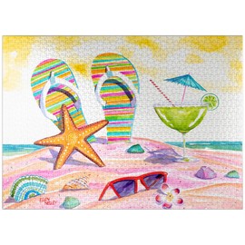 MyPuzzle 5 O'clock Somewhere - Watercolor Artwork - Premium 1000 Piece Jigsaw Puzzle for Adults