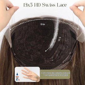 Pelucas de cabello humano con encaje frontal de 16 pulgadas, color marrón con reflejos rubios, densidad 180, 13x5, lacio, prearrancado, sin pegamento,