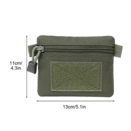 Tactical Molle Mini Pouch Tactical Compact EDC Utility Pouch Waterproof Nylon Keychain Holder with Zip for Key Change and ID Card Green, Green