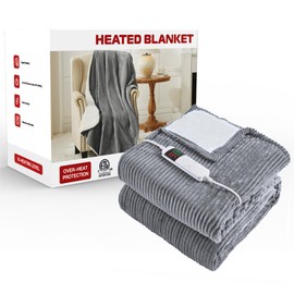 Kosydown Basic Heated Electric Blanket Throw Size 50"x 60" Heating Thow Blanket Soft Warm Thick Bed Blanket for Cold Winter 5-Position Timer &10 Heating Setting Home Office Use & Washable