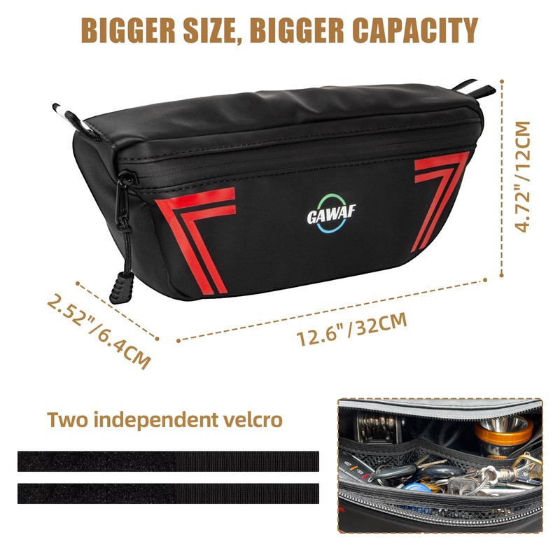 GAWAF Upgrade Motorcycle Handlebar Bag, Universal Waterproof Motorcycle Tool Bag,