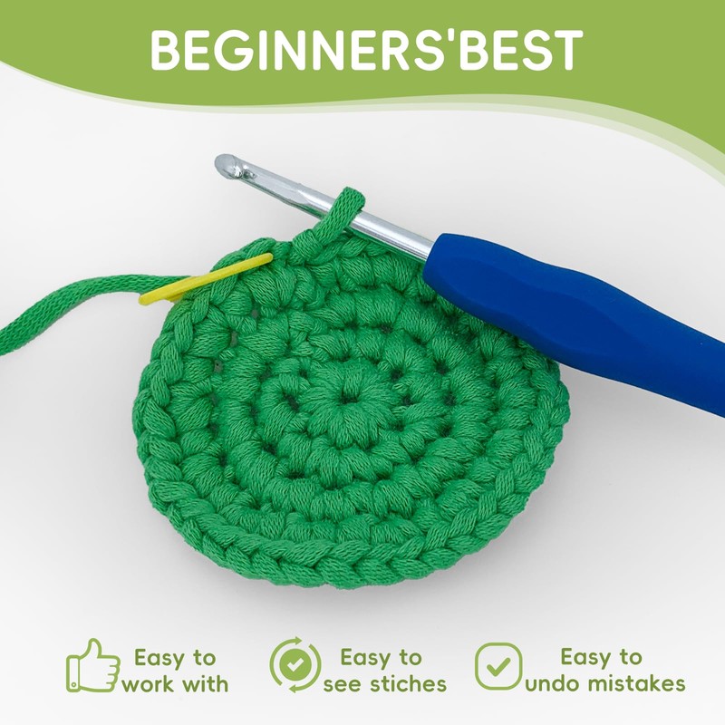 100gx2 Chunky Cotton Crochet Yarn with 4mm Hook, Soft Non-Split