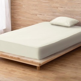 Iris Ohyama BXS-CS-S 100% Cotton Sateen Fitted Sheet, Single Size, Smooth Texture, Durable, Prevents Shrinkage and Deformation of Fabric, Suitable for Homes with Babies and Pets, Low Formaldehyde, For All-Season Comfort, Machine Washable, Easy On and Off, All Around Elastic Design, Ivory