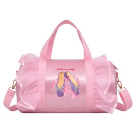 besbomig Girls Ballet Dance Bag, Pink Shoulder Crossbody Sports Bag Princess Shoes Dancewear Storage Handbag Tote for Ballerina Dancer Kids