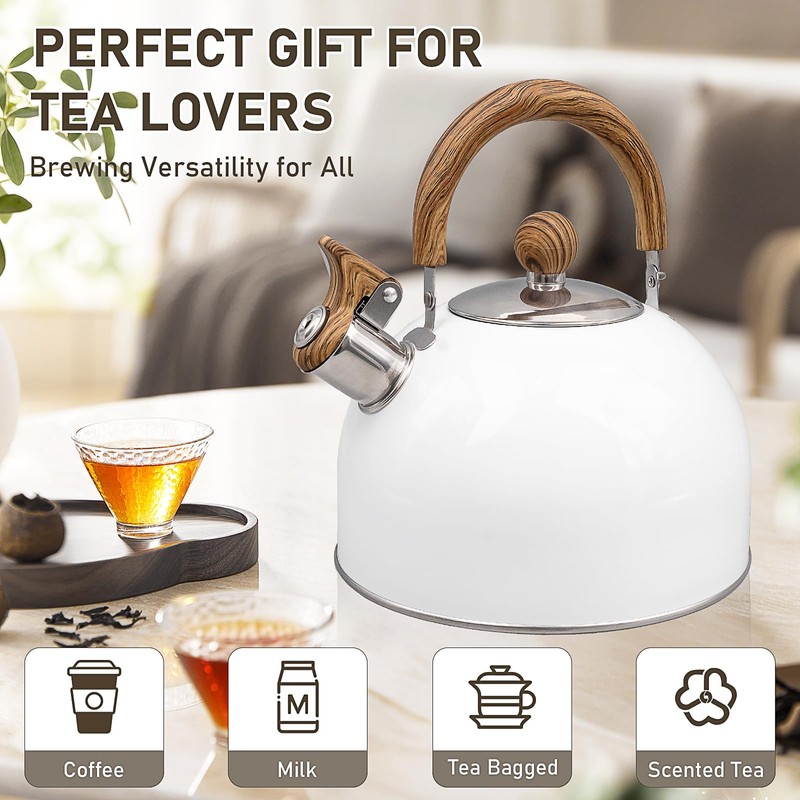 Whistling Tea Kettle for Stovetop, 2.5L Stainless Steel Tea Pot