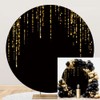 OERJU Black and Gold Round Backdrop Cover Black Golden Sequins