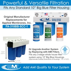 Applied Membranes Inc. 3-Stage Whole-House Water Filter Cartridge Replacements, Includes 10-Inch Sediment, Carbon, and Lead Filter Cartridges