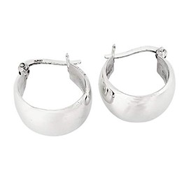 TreasureBay 925 Sterling Silver 9x17mm Chunky Huggie Hoop Earrings for Women – Bold Polished Dome Hoops Lightweight Gift Jewelry