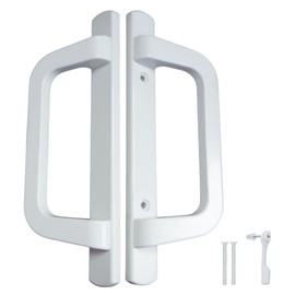 8.5" White PGT Sliding Patio Glass Door Handle Set Replacement with Thumb Latch Lever, Screws - Fits 3-15/16" Screw Hole Spacing Door Hardware - Fix and Repair Non-Keyed Handle