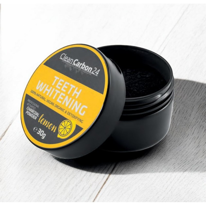 CleanCarbon24 Activated Carbon Teeth Whitening Powder Lemon, 100% Natural, Vegan,