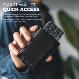 VULKIT Airtag Wallet Mens Minimalist Pop Up Wallet with Money Band & AirTag Holder, RFID Protected