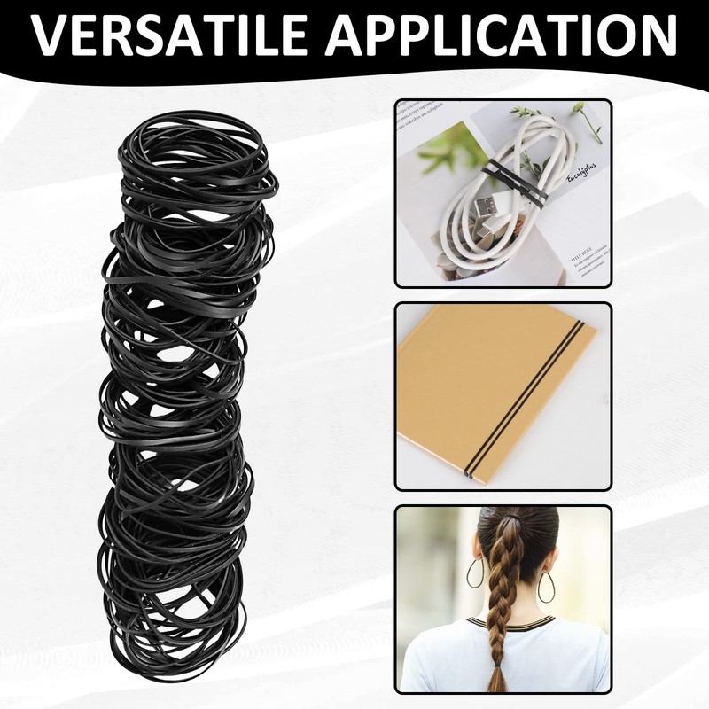 KJAHLAL 150 Pcs Black Rubber Band, Colorful Rubber Bands Size