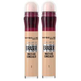 Maybelline Instant Anti Age Eraser Eye Concealer, Dark Circles and Blemish Concealer, Ultra Blendable Formula, 01 Light, Duo Bundle