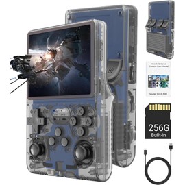 Retro Handheld Game Consoles, R40S Pro Retro Gaming Console, 30000 Games Video Gaming Console - 45 Emulators, 3.5in Screen, OTG, 3.5mm Jack (Transparent Black)