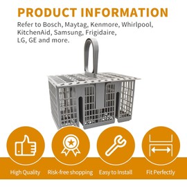 QingHong Dishwasher Cutlery Basket for ItaIdos, Hotpoint 99673-8729，C00257140，C00386607, Compatible with G-E, Whirl-pool, Bo-sch, May-tag, Kitchen-Aid, Ken-more