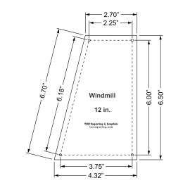 TCR Templates Windmill - Makes 12 Inch Finished Square-- 1/8 Inch Clear Acrylic