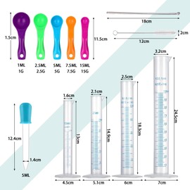 28-Piece Measuring Jugs and Cups Set with Beakers, Cylinders, Spoons, Droppers & Brush - Heat Resistant Science Lab Kit for Baking Experiments, Clay Tools & Laboratory Use