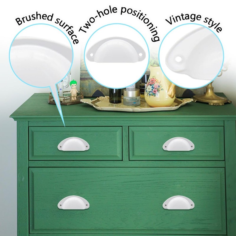 Hocansen 12 PCS Shell Cup Handles 81mm Metal Drawer Pull