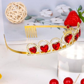 YISSION Red Crown Crystal Tiaras Queen Crowns for Women Girls Birthday Tiara Princess Crown Bridal Hair Accessories for Wedding Prom Party Cosplay