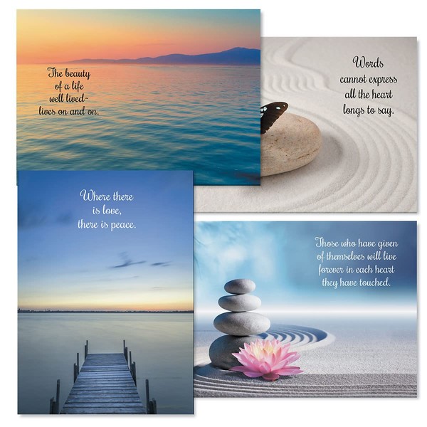 Peaceful Photo Sympathy Greeting Cards - Set of 8 (2 of each)