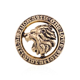 Seakuur Punk Lion Head Collar Brooch Vintage Lion Head Brooch Pins Cool Animal Head Collar Pin for Men's Suit Pin Coat Lapel Pin (Retro Gold)
