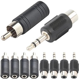 Xiatiaosann 1/8" Stereo Female to RCA Mono Male Adapter and 3.5mm Stereo Male to RCA Mono Female Nickel Plated Black (Pack of 10)