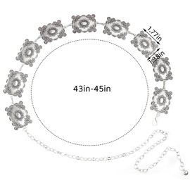 Western Metal Belt, Silver Women Chain Belts Fashion For Jeans Dresses
