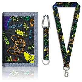 Fizdoqg Motif Children's Wallet Children's Boys Purse Children's Purse Children's Neck Pouch Children for Birthday Gift Back to School, black, Classic