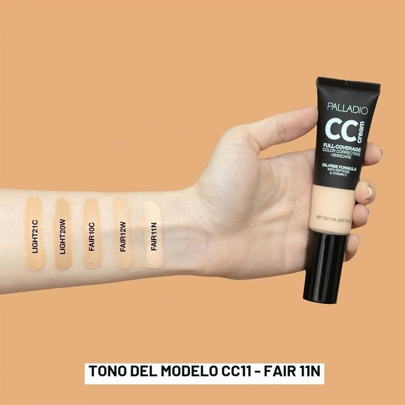 Palladio CC Cream Correctora de Cobertura Completa sin Aceite Light