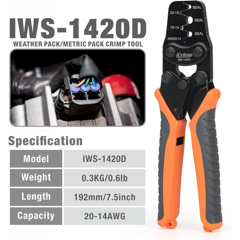 iCrimp IWC-1420D Crimper Tools 0.5-2mm² (20-14AWG) Crimping Tool for Crimping