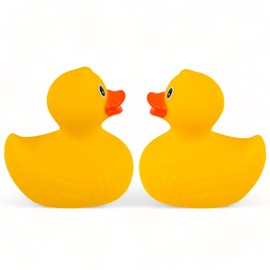 MIJOMA Set of 2 Bath Ducks Bath Toys, Hand Painted & Latex Free, Perfect for Parties, Birthdays, Christmas, Baby Showers & More - Great Bathroom Decoration, 8 cm Tall (Yellow Squeaky Ducks)