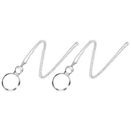 PATIKIL 2pcs 3X Magnification Magnifier Necklace Magnifier Pendant Diameter 4.5cm Glass Lens 80cm Length Chain for Reading Gift Craft Gemstone Embroidery White