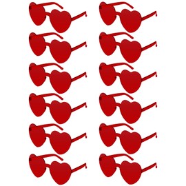 KQNBI Heart Glasses 12 Pairs Heart Shaped Sunglasses Rimless Sunglasses Bulk for Women Valentines Bachelorette Party Favor