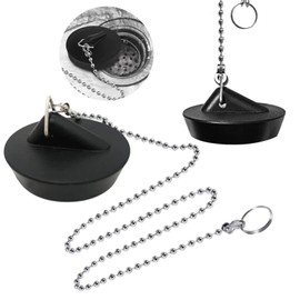 Pack of 2 Drain Plugs, Diameter 42-45 mm Plug for Sink, Sink Plug, Bath Plug, Chain for Sink, Kitchen Sink