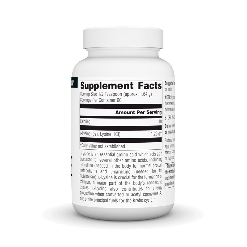 Source Naturals L-Lysine Free Form Powder -Amino Acid Supplement Supports