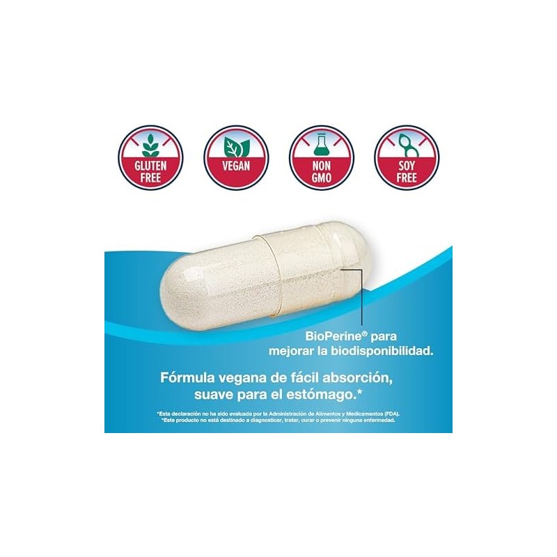 KAL Glicinato de Magnesio Magnesium Glycinate con BioPerine 160 Cápsulas