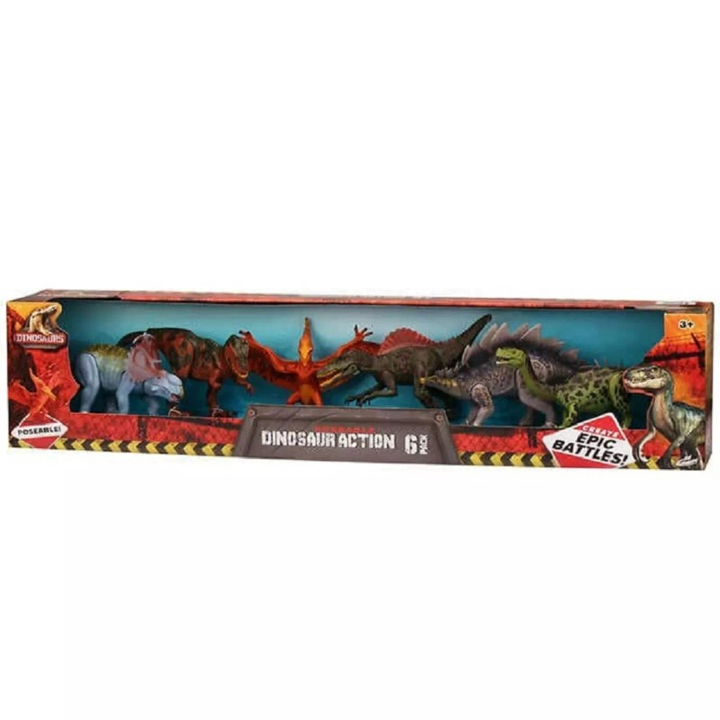 KID GALAXY POSEABLE 9 INCH DINOSAUR ACTION 6 PACK *DISTRESSED