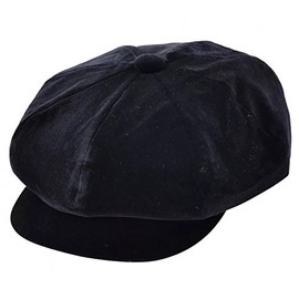 Express Hats Ladies Classic Velvet Bakerboy 8 Panel Cap, 3 Colours - 2 Sizes (Black, 57cm)