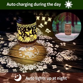 Butterfly Solar Lanterns Outdoor Waterproof Hanging Solar Lights Butterfly Metal Decorative LED Butterflies Lanterns for Yard, Patio, Lawn, Tabletop, Landscape Pathway Garden Decor Gifts for Women Men