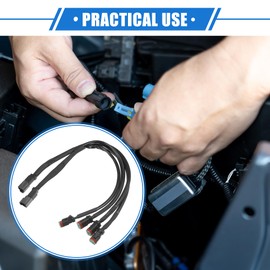 VekAuto 2 Pcs 2 in 1 for DT for DTM Female Connector Socket Adapters Splitters for LED Work Chandelier Light Retrofit Connectors Wiring, Universal for Car Truck Durable Plastic Black
