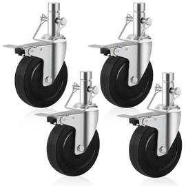 Besitu 5 inches Scaffolding Wheels Baker Scaffold Wheels 1 Inch Solid Round Stem Caster Set of 4 Swivel Caster Wheels for Scaffolding 440LBS Capacity Per Wheel Metaltech Scaffolding Accessories