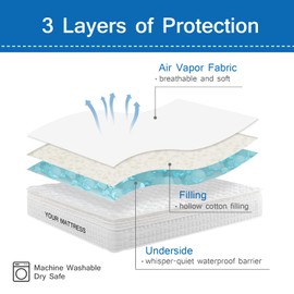 Full XL Mattress Pad Waterproof Mattress Protector, Quilted Full XL Size Mattress Cover Fitted for Adults, Deep Pocket Mattress Protector Up to 14 inches, White (Cover Only)