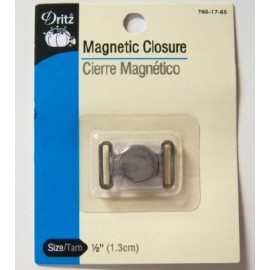 Dritz Nickel Magnetic 1/2" Sew-On Round Closure For Choker Ribbon or Trim