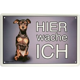 Hier wache ich Prager Rattler Dog 20 x 30 cm Tin Sign 1551