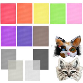 YCCOKJJ Therian Mask Eye Mesh Thin 12 Colours Fursuit Eye Net, 20 x 15 cm Waterproof Mesh Fabric Canvas DIY Net Sheets for Furry Cosplay Fursuits, Embroidery, Crochet Projects, Pack of 12