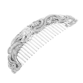 Minkissy Vintage Silver Comb Dragon Accessory Comb Wide Tooth for Curls Men and Women