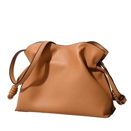 BXCNCKD Women's versatile crossbody bag with cloud drawstring pleated bucket bag, fashionable PU leather bag for women (Brown)