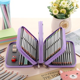 IGNPION 72 Slots Inserting Drawing Pencil Case Large Capacity Multi-Layer Pencils Case Holder Portable Colouring Pencils Organiser Bag(Pencils NOT Included)