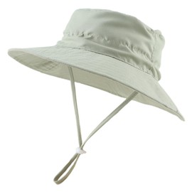 PEECABE Baby Sun Hat Summer Sun Protection Toddler Bucket Hat Wide Brim Adjustable Chin-Strap Beach Cap (6-24 Months, Sage Green)