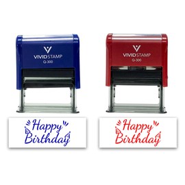 All Quality Happy Birthday Self-Inking Rubber Stamp | Family & Friends | Novelty Homely Stamps (Red Ink) - Q-300